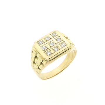 Gouden zegelring met diamanten; 0,54 ct., Gebruikt, 19 tot 20, Heer, Ophalen of Verzenden