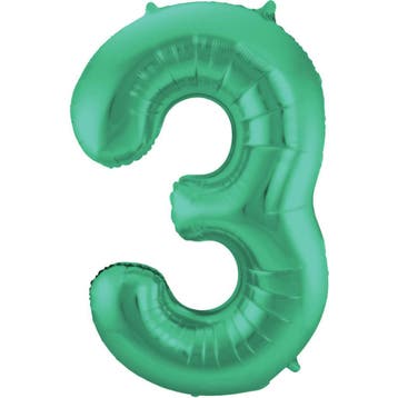 Folie Ballon cijfer 3 Metallic Groen 86 cm, Verzenden, Nieuw, Feestartikel, Verjaardag