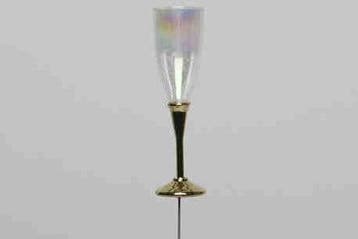 Champagneglas op steker Clear Goud 7.5 cm doos 12 stuks, Ophalen of Verzenden, Nieuw