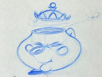 Walt Disney – Mevrouw Potts Animatietekening - Beauty and, Nieuw