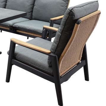 Alzano verstelbare lounge tuinstoel aluminium teak antraciet, Tuin en Terras, Ophalen of Verzenden, Nieuw, Aluminium