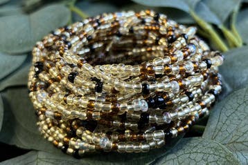 Waist Beads / Afrikaanse Heupketting - ABETU - Bruin (elasti, Ophalen of Verzenden, Nieuw