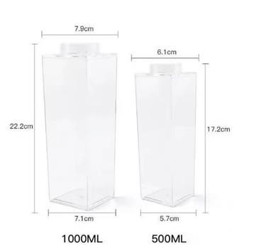 Transparante Melkpak Waterfles 500 ml / 1000 ml Drinkfles, Verzenden, Nieuw