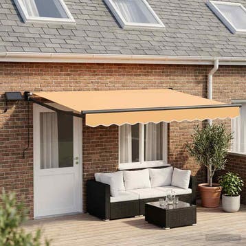 vidaXL Handbediende luifel met LEDs Zand 100% Polyester en, Verzenden, Nieuw