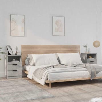 vidaXL Nachtkastjes 2 st bewerkt hout betongrijs, Minder dan 45 cm, Verzenden, Nieuw, 55 tot 70 cm