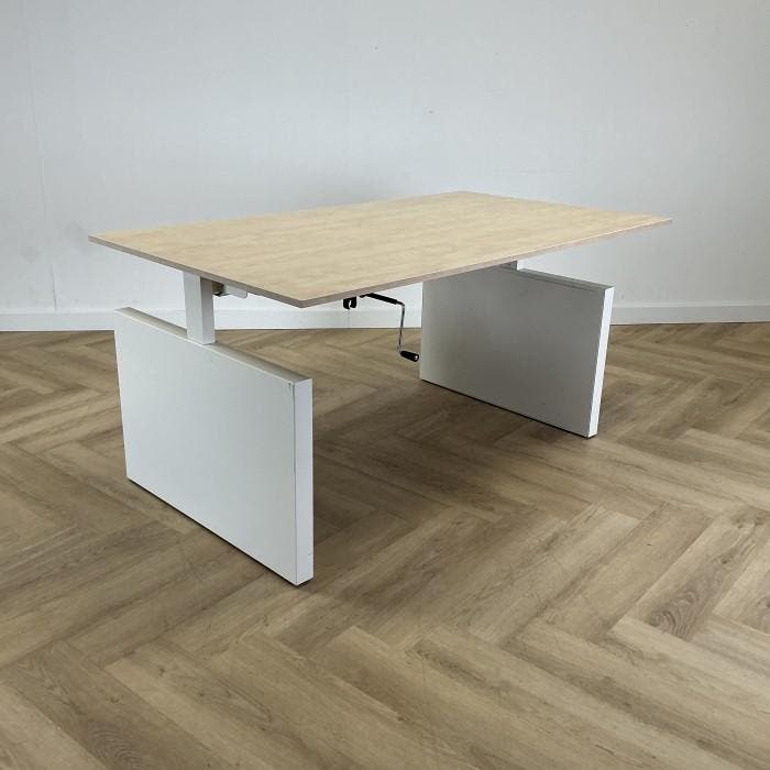 Drentea slingerbureau 160x90 cm, wit - ahorn, Huis en Inrichting, Bureaus, Gebruikt, Ophalen of Verzenden