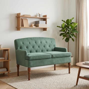 vidaXL Loungebank met knopencomfort Zeegroen 111 x 65 x 79, Verzenden, Nieuw, Stof, Minder dan 150 cm