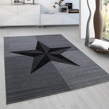 Retro Vloerkleed | Plus | Stervorm | Grijs | 200x290 cm, Verzenden, Nieuw