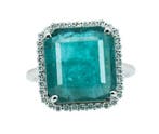 Ring - 14 karaat Witgoud, Green (Zambia) Minor Oil -, Sieraden, Tassen en Uiterlijk, Nieuw