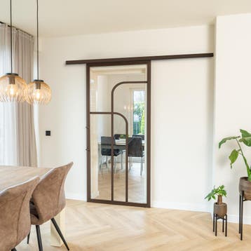Stalen Schuifdeur koofsysteem Brons 4 Vlaks rond Helder glas, Doe-het-zelf en Verbouw, Kozijnen en Schuifpuien, 75 tot 150 cm