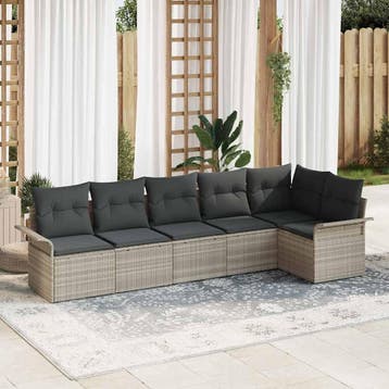 vidaXL Tuin Sofa Set 6 st Lichtgrijs poly rattan, Verzenden, Nieuw, Rotan, 6 zitplaatsen