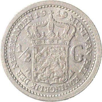 Nederland. Wilhelmina. 1/2 Gulden 1919 (Zonder minimumprijs)