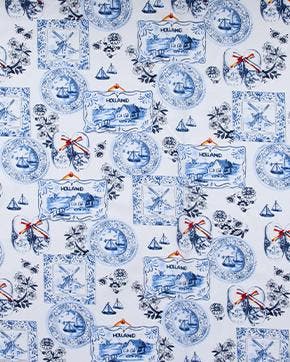 Katoen Delfts Blauw Holland Wit, Hobby en Vrije tijd, Stoffen en Lappen, Wit, Nieuw