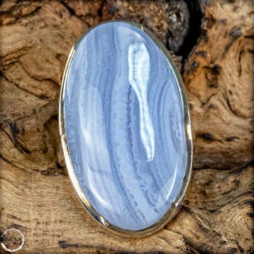 Elegante Blauwe Lace-Agaat Ring – Natuurlijke edelsteen in