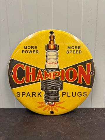 Champion Spark Plugs – More Power More Speed – Emaille
