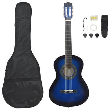vidaXL 8-delige Gitaarset klassiek beginner 1/2 34 blauw, Muziek en Instrumenten, Snaarinstrumenten | Gitaren | Akoestisch, Verzenden