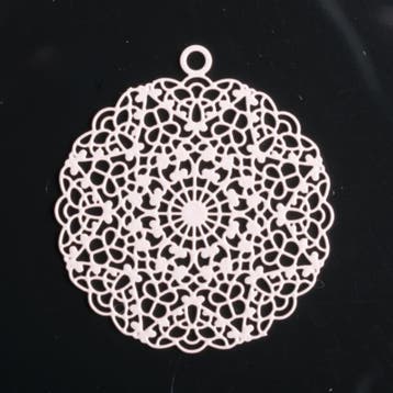 1x Hanger Bohemian rond 24mm oud roze oogje: 1,5mm (Bedels), Ophalen of Verzenden, Nieuw, Bedel