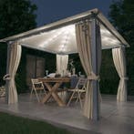 vidaXL Prieel met gordijn en LED-lichtslinger 3x3 m, Verzenden, Nieuw
