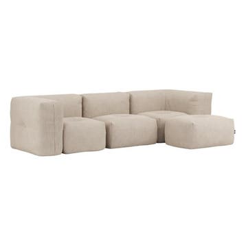 Soft Sofa Indoor 3 Seater + Pouf - Corduroy Beige, Verzenden, Nieuw, Beige, Zitzak