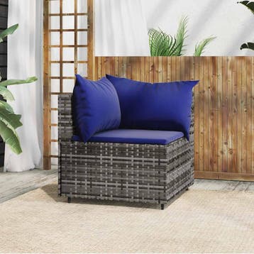 vidaXL Tuinhoekbank met kussens poly rattan grijs, Verzenden, Nieuw