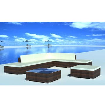 vidaXL 8-delige Loungeset met kussens poly rattan bruin, Verzenden, Nieuw, 8 zitplaatsen, Loungeset