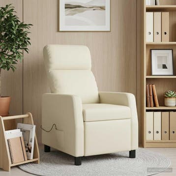 vidaXL Massage Recliner Crèmekleurig Kunstleer, Huis en Inrichting, Verzenden, Nieuw