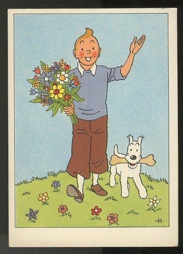 Kuifje - wenskaart van Kuifje - 1 wenskaart - met speciale, Boeken, Stripboeken, Nieuw