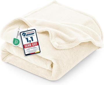 Flanellen Deken Set | Cremewit | Tweedekansje | OP=OP, Eenpersoons, Wit, Ophalen of Verzenden, Deken of Dekbed