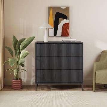 Ladekast Nykapin commode met 3 lades 80x80x40 cm zwart [en.c, Verzenden, Nieuw