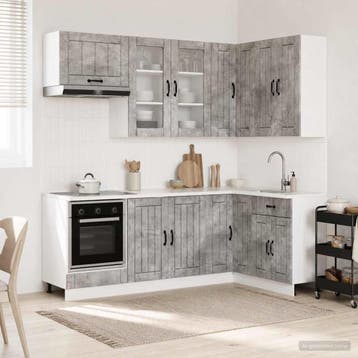 vidaXL Keukenblok LUCCA 8 st Betongrijs Bewerkt hout, Verzenden, Nieuw, Grijs