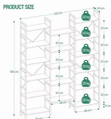 Boekenkast met 17 Planken – Verstelbaar en Sterk, Huis en Inrichting, Kasten | Boekenkasten, Verzenden, Nieuw