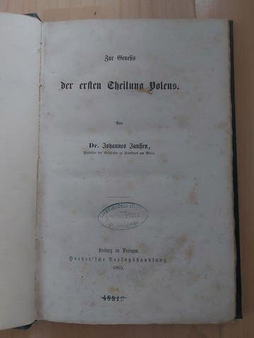Dr. Johannes Janssen - Zur Genesis der ersten Theilung