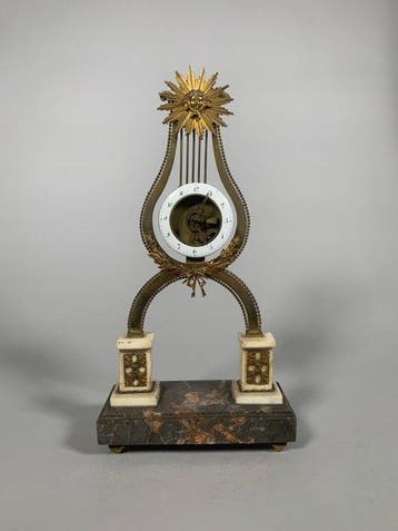 Skeletklok - Marmer, Brons, Emaille - 1750-1800, Antiek en Kunst, Antiek | Klokken