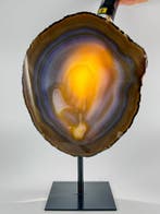 Very rare colored - natural agate with crystal geode on