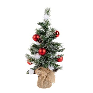 Kerst kerstboom wit met rood 60cm incl. LED met timer - Jack, Huis en Inrichting, Lampen | Overige, Verzenden, Nieuw