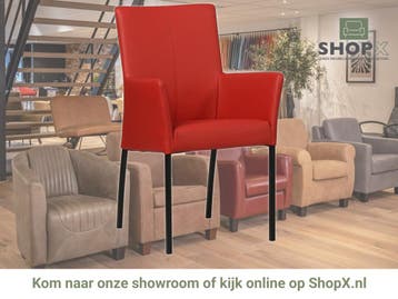 Leren eetkamerstoel Comfort met armleuning - Toledo Ducati, Nieuw, Leer, Ophalen of Verzenden, Rood