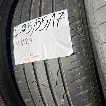 2 x Hankook Ventus Prime 3 205-55-17 Zomerbanden 5,5mm, Gebruikt, 17 inch, Band(en), Personenwagen