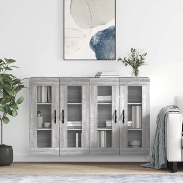 vidaXL Hangkasten 2 st bewerkt hout grijs sonoma, Verzenden, Nieuw, 50 tot 100 cm, Minder dan 100 cm