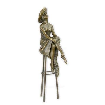 sculptuur, Bronze Sculpture “Sitting at the Bar” – After