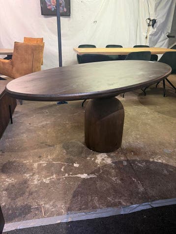 Ovale tafel walnoot SUPERGOEDKOOP!, Ophalen, Nieuw, 50 tot 100 cm, Vijf personen of meer