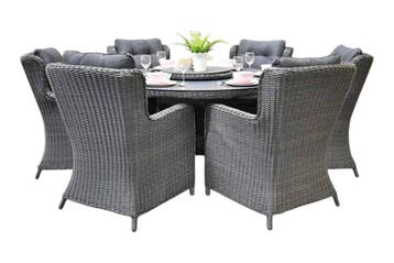 Rio-Delano Tuinset 6 Personen - Spraystone / Rock Grey, Tuin en Terras, Verzenden, Nieuw