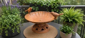 Antiek Vogelbad - IJzer - Stevige -vogeldrinkbak