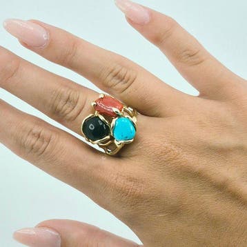 Koraal - Zilver, Verguld - Ring - CORALLO MEDITERRANEO