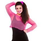 Visnet croptop neon roze, Verzenden, Nieuw, Feestartikel