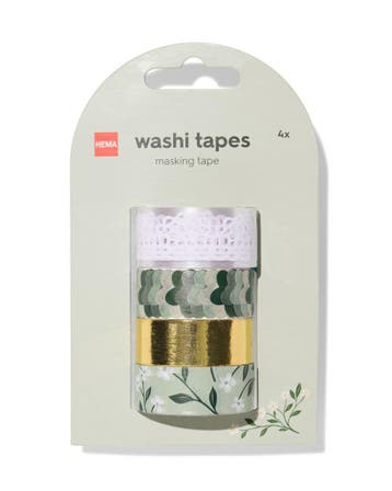 HEMA Washi tape 5mx1.5cm planten - 4 stuks, Hobby en Vrije tijd, Verzenden, Nieuw