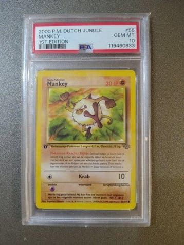 Pokémon - 1 Graded card - Mankey 55/64 First edition - PSA, Nieuw