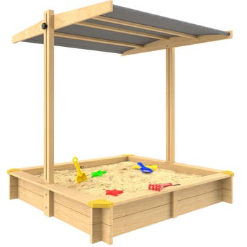 Zandbak Samu 120x120cm incl Zonbescherming UV 50+, Kinderen en Baby's, Speelgoed | Buiten | Zandbakken, Verzenden, Nieuw