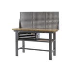 Werkbank grijs 150 cm met hardhouten blad + gereedschapskist, Ophalen of Verzenden, Nieuw