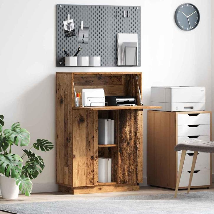 vidaXL Bureau met plank Oud Hout 71,5 x 31,5 x 106,5 cm, Huis en Inrichting, Bureaus, Nieuw, Verzenden