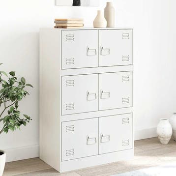 vidaXL Dressoir 67x39x107 cm staal wit, Verzenden, Nieuw, Metaal, Minder dan 50 cm